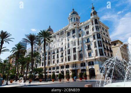 Edificio Carbonell building in Alicante. This is one of the most prominent and remarkable buildings in Alicante. Comunidad Valenciana, Spain. High quality photo Stock Photo