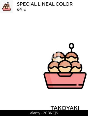 Takoyaki Special lineal color vector icon. Takoyaki icons for your business project Stock Vector