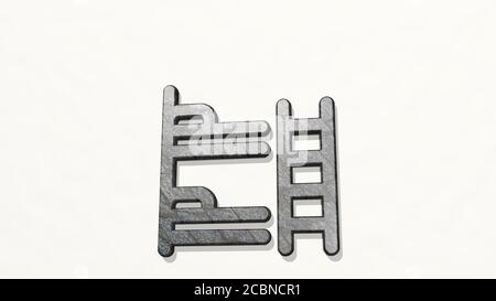 hotel bunk bed 3D icon on the wall, 3D illustration for building and architecture Stock Photo