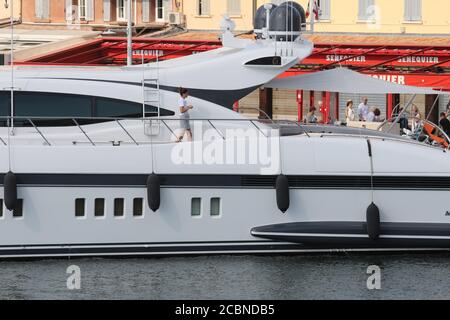 Senequier  Y A B vernissage - summer life - Saint Tropez, France - August 12, 2020 - Covid-19, coronavirus - Credit Ilona Barna BIPHOTONEWS Stock Photo