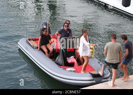 Senequier  Y A B vernissage - summer life - Saint Tropez, France - August 12, 2020 - Covid-19, coronavirus - Credit Ilona Barna BIPHOTONEWS Stock Photo