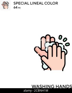 Washing hands Special lineal color vector icon. Washing hands icons for ...