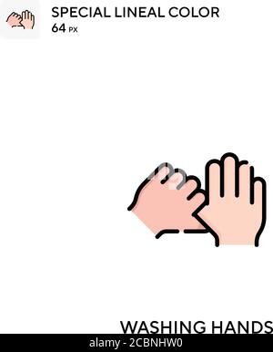 Washing hands Special lineal color vector icon. Washing hands icons for ...