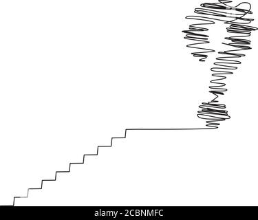 Ultimate Question - big question mark at the end of the staircase Stock Vector