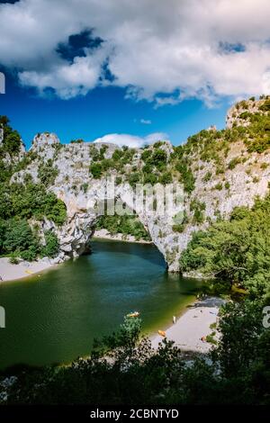 The natural arch of Vallon Pont d'Arc at sunset Stock Photo - Alamy