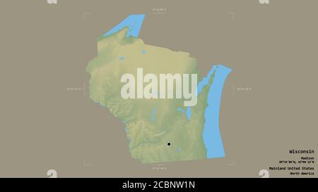 Wisconsin Heightmap Area of Wisconsin, state of Mainland United States, isolated on a solid ...
