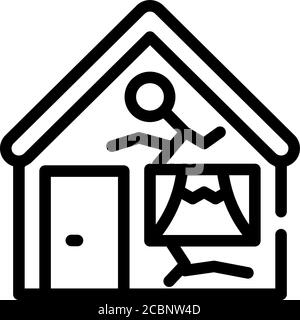 broken damaged house line icon vector illustration Stock Vector