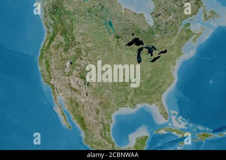 Extended area of Mainland United States. Satellite imagery. 3D rendering Stock Photo