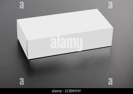 White blank tissue box on black background, editable mock-up series ready for your design, selection path included. Stock Photo