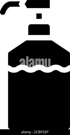 disinfectant bottle with pump glyph icon vector. disinfectant bottle ...