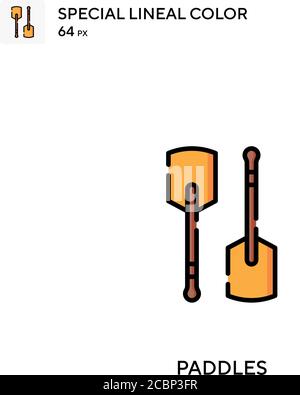 Boat with paddles icon flat. Color pictogram on white background ...