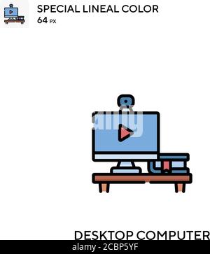 Desktop computer Special lineal color vector icon. Desktop computer icons for your business project Stock Vector