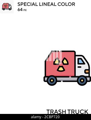 Trash truck Special lineal color vector icon. Trash truck icons for your business project Stock Vector