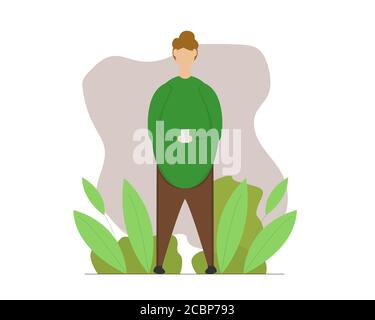 Illustration vector design of a man standing and holding his smartphone Stock Vector