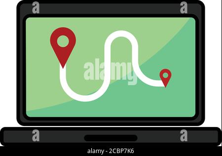 Isolated GPS in a laptop icon Stock Vector