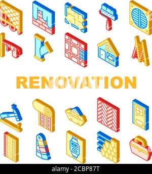 Renovation Home Repair Collection Icons Set Vector Stock Vector