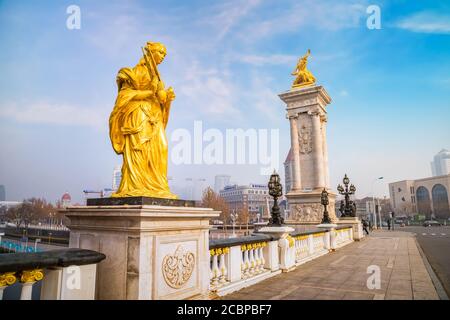 Tianjin, China - Jan 16 2020:  Italian Style Town based on the former Italian concession (1901-1947). The town becomes a hanging out place at night wi Stock Photo