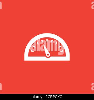 Speedometer Icon On Red Background. Red Flat Style Vector Illustration ...