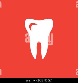 Tooth Red Icon On White Background. Red Flat Style Vector Illustration ...