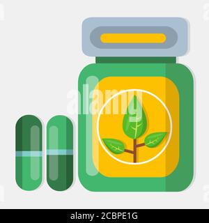 herb capsule isolated vector illustration in flat style Stock Vector