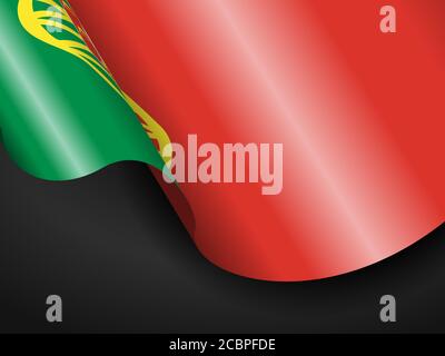 Waving Portugal flag on black background. Vector illustration. Stock Photo