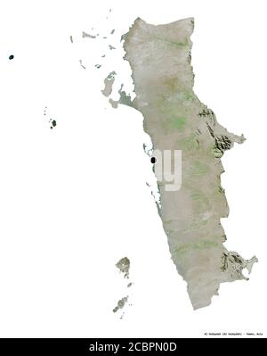 Shape of Al Hudaydah, governorate of Yemen, with its capital isolated on white background. Satellite imagery. 3D rendering Stock Photo