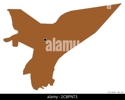 Shape of Ma'rib, governorate of Yemen, with its capital isolated on white background. Composition of patterned textures. 3D rendering Stock Photo