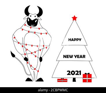 Chinese Zodiac. Chinese Animal astrological sign. Cow. Symbol of 2021 Stock Vector