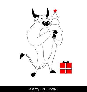Chinese Zodiac. Chinese Animal astrological sign. Cow. Symbol of 2021 Stock Vector