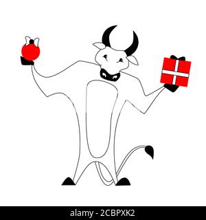 Chinese Zodiac. Chinese Animal astrological sign. Cow. Symbol of 2021 Stock Vector