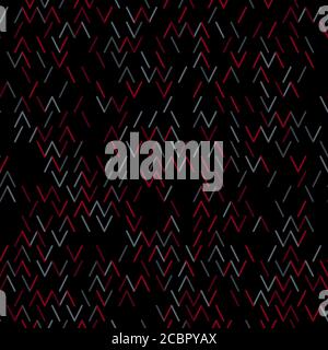 Geometric random lines pattern. Abstract technology dark background with red and grey geometric shapes tessellation on black. Linear abstract lattice, Stock Vector
