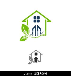 simple green house real estate logo and vector icon.EPS 10 Stock Vector