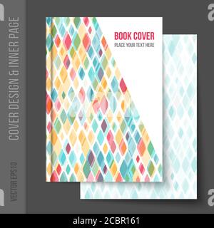 Bright cover design for business brochure, annual report, book cover, magazine cover, party poster. Light blank inner page added, with matching patter Stock Vector