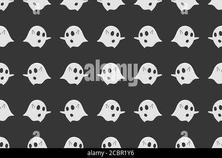 Flat design ghost seamless pattern. Halloween day wallpaper vector illustration. Stock Vector
