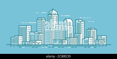 Modern city landscape. Buildings skyscrapers, cityscape concept Stock Vector