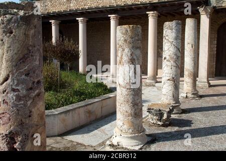 Carthage Tunisia, row of columns in courtyard in the roman ruins at Byrsa Stock Photo