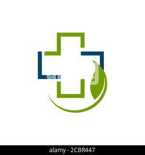 nature pharmacy herbal medicine logo design vector symbol Stock Vector