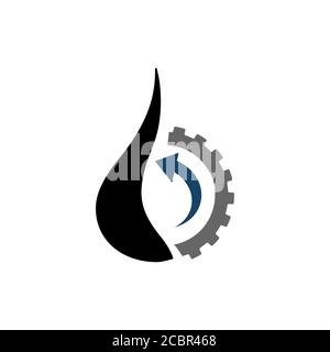 oil change icon logo vector. oil gear and circle arrow sign. symbol for automotive engine. Stock Vector