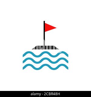 Water Golf logo design vector. Golf flags float over the water concept sport sign symbol illustration Stock Vector