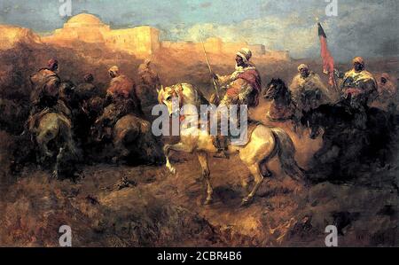 Schreyer Adolf - Arab Horsemen on the March - German School - 19th and Early 20th Century Stock Photo