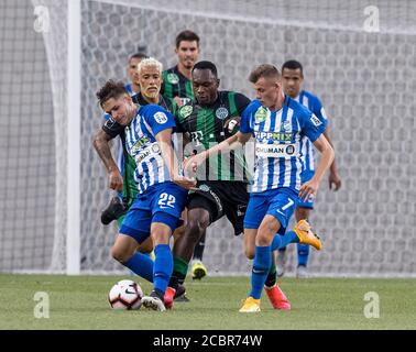 BUDAPEST, HUNGARY - AUGUST 9: Franck Boli of Ferencvarosi TC in action  during the UEFA Champions League Qualifying Round match between Ferencvarosi  TC and Qarabag FK at Ferencvaros Stadium on August 9