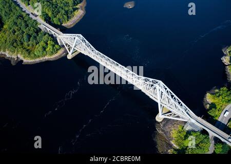 Connel Bridge steel cantilever structure ocean sea road crossing over Loch Etive in Argyll and Bute Scotland Stock Photo