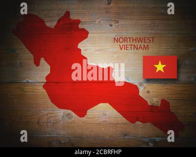 Illustration of the Vietnam flag on map of country; isolated on white ...