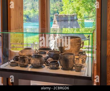 Museum of Pile Dwellings – Molina di Ledro ... are comprised of a series of artifacts discovered in the Pile Dwelling site, on the bank of enchanting Stock Photo