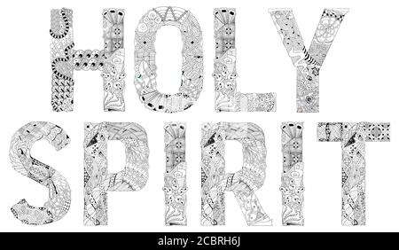 Word HOLY SPIRIT. Vector decorative zentangle object for coloring Stock Vector