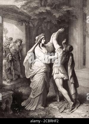 Iphigenia, scene from Iphigenia in Tauris, Johann Wolfgang von Goethe, after Wilhelm von Kaulbach Stock Photo