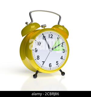 Daylight saving time concept. Alarm clock isolated on white background. 3D rendering Stock Photo