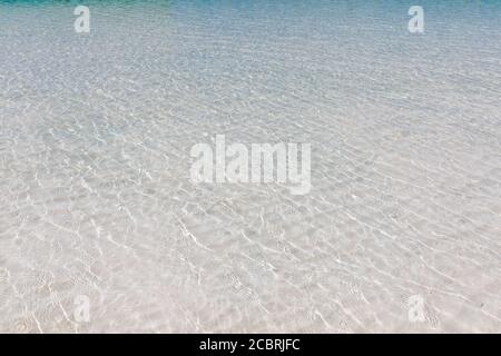 Rippling water, transparent water ripple, sand waves and sunlight glare. sea floor background Stock Photo
