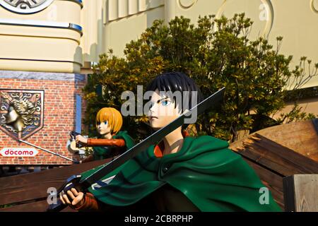 Clone-oid statue of Mikasa Ackerman from Attack on Titan ( Shingeki no  Kyojin ) /Race for Survival XR Ride at Universal Studios japan Stock Photo  - Alamy
