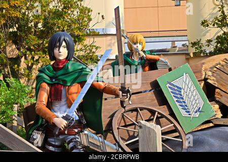 Entrance of Attack on Titan ( Shingeki no Kyojin ) /Race for Survival XR Ride at Universal Studios japan. Stock Photo